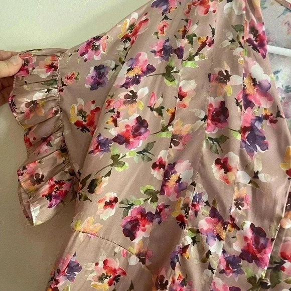 Anthropologie Dolan Blouse Floral Feminine Pink Flowers Ruffles Flowy Buttons - Picture 10 of 14